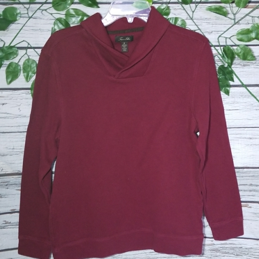 Mens Tasso Elba high neck maroon winter holiday sweater sz Medium